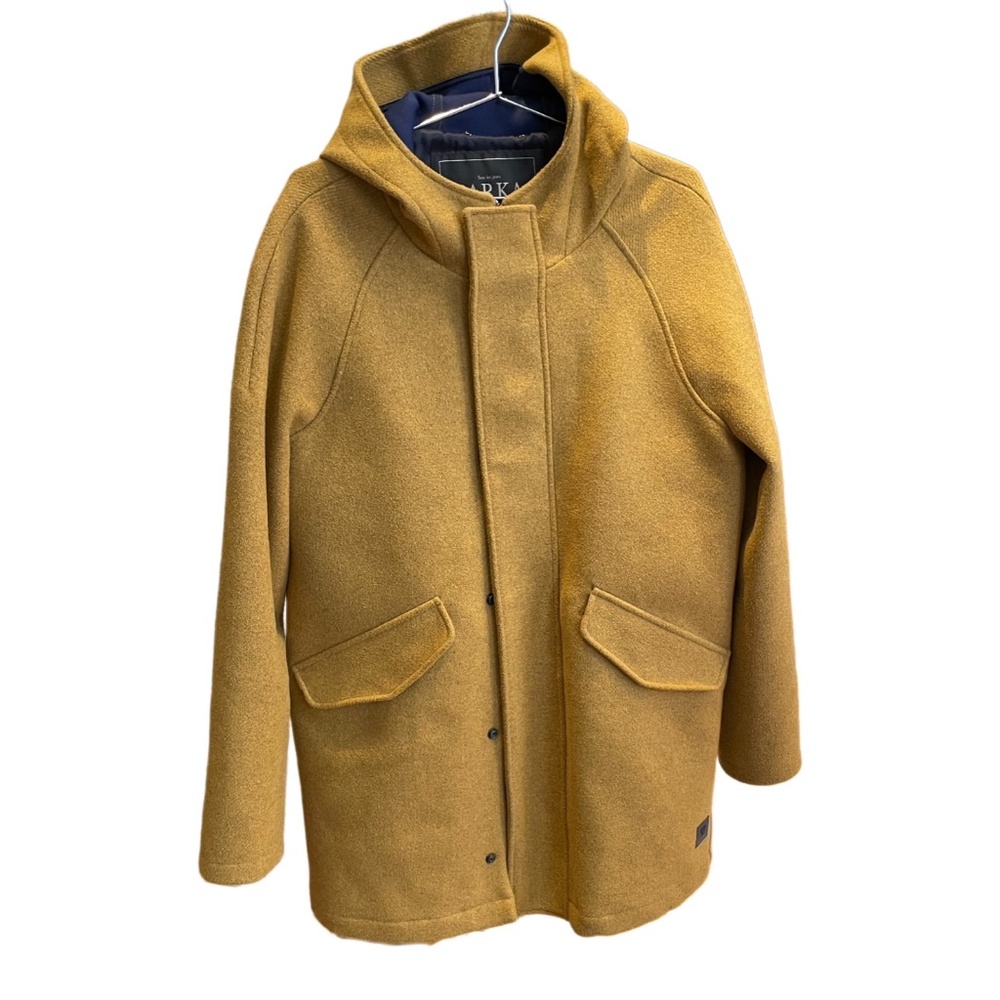 Yellow Knee-Length Hooded Parka